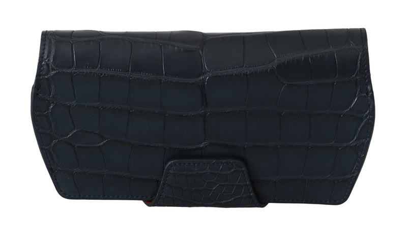 Dolce & Gabbana Elegant Blue Crocodile Leather Eyewear Pouch