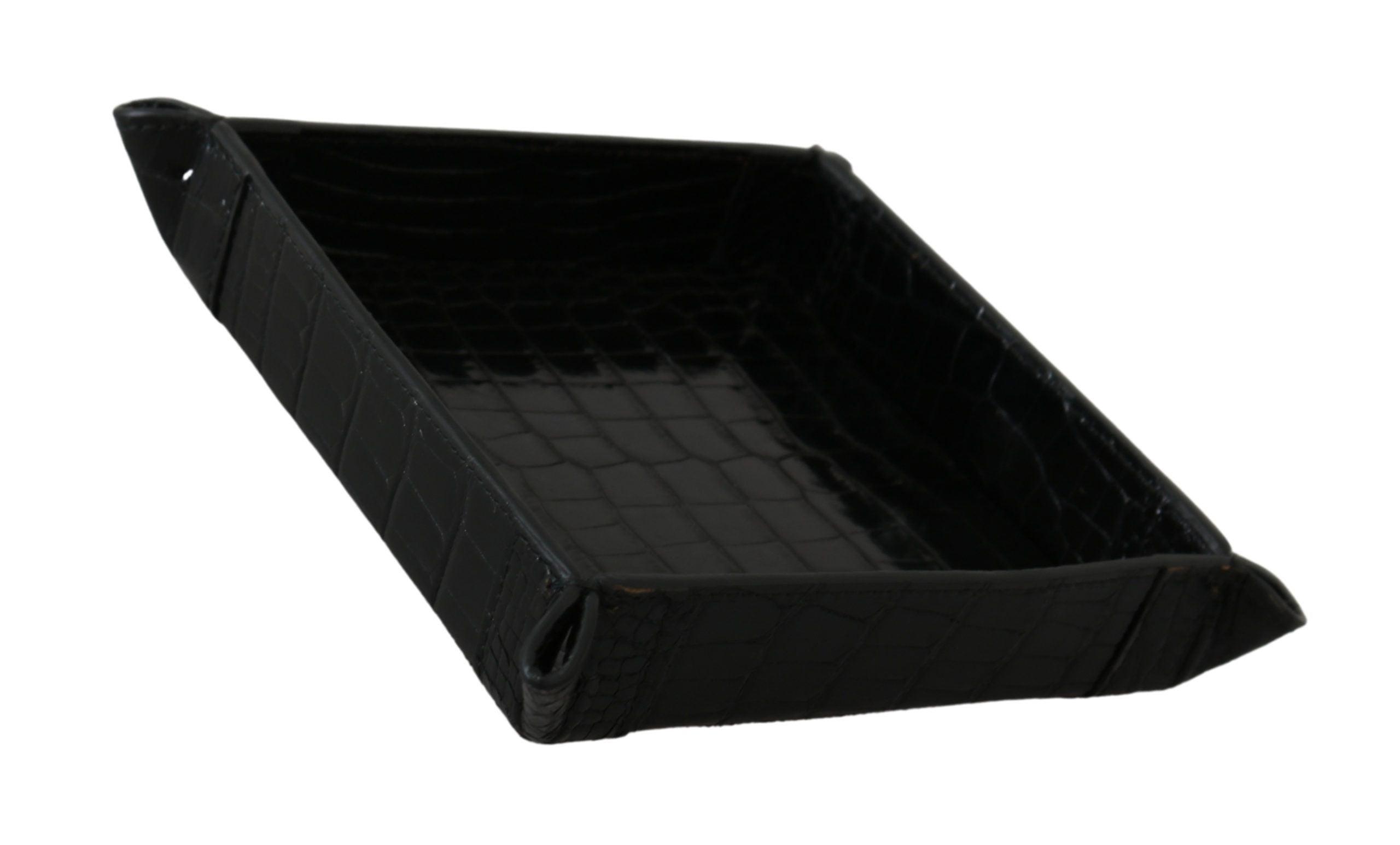 Dolce & Gabbana Elegant Black Exotic Skin Entry Tray