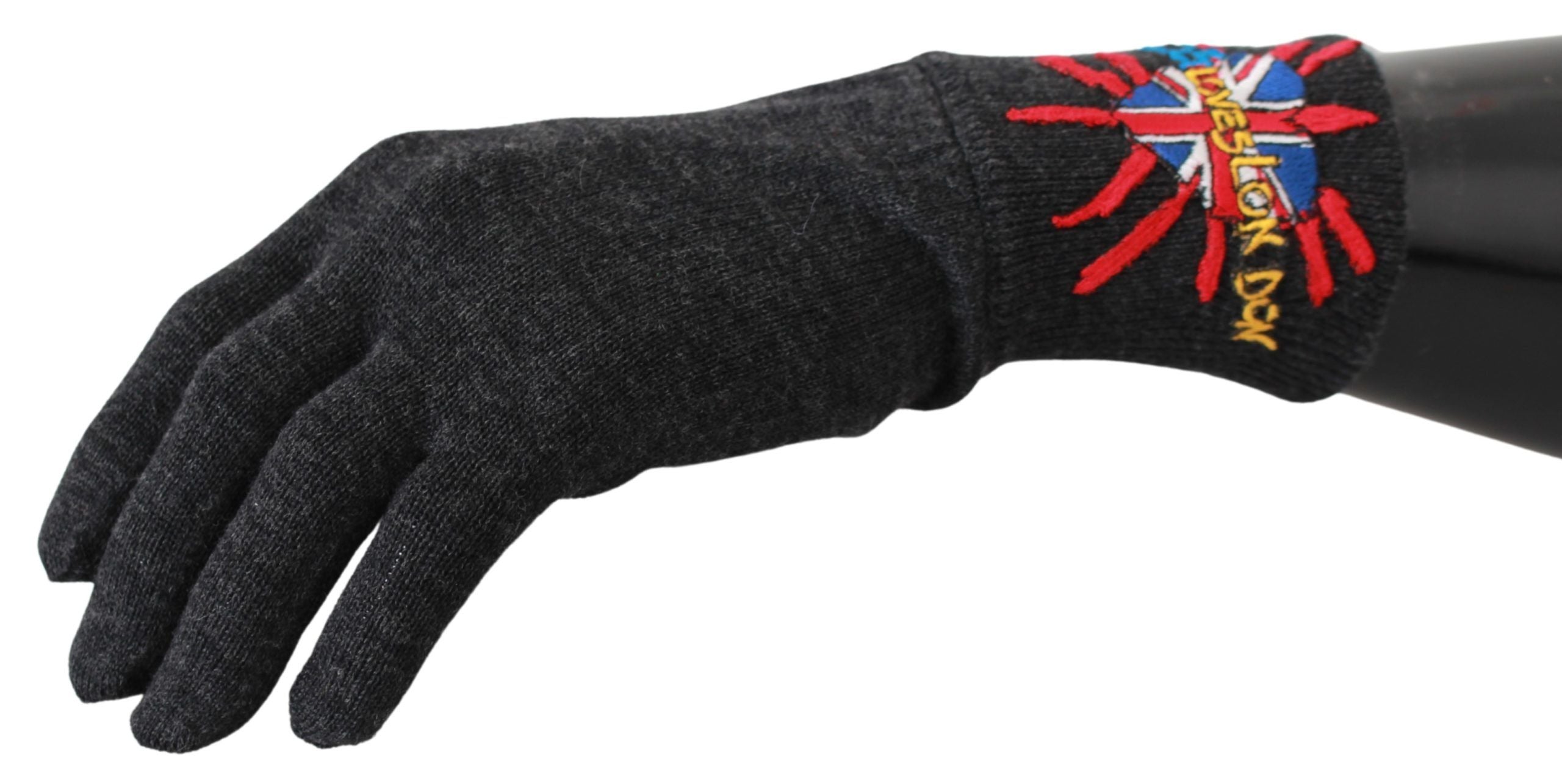 Gray Virgin Wool Unisex Gloves