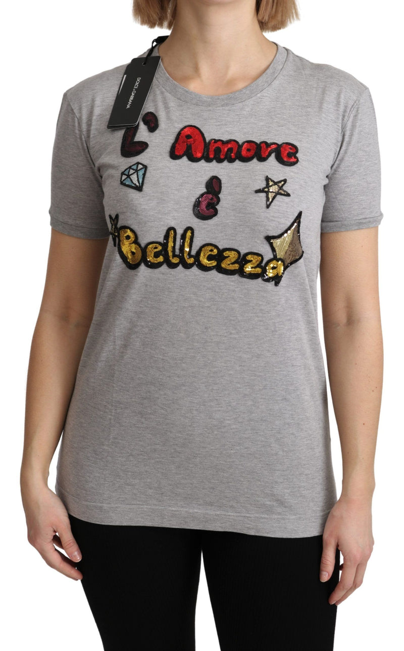 Dolce & Gabbana Sequined Motive Cotton Tee