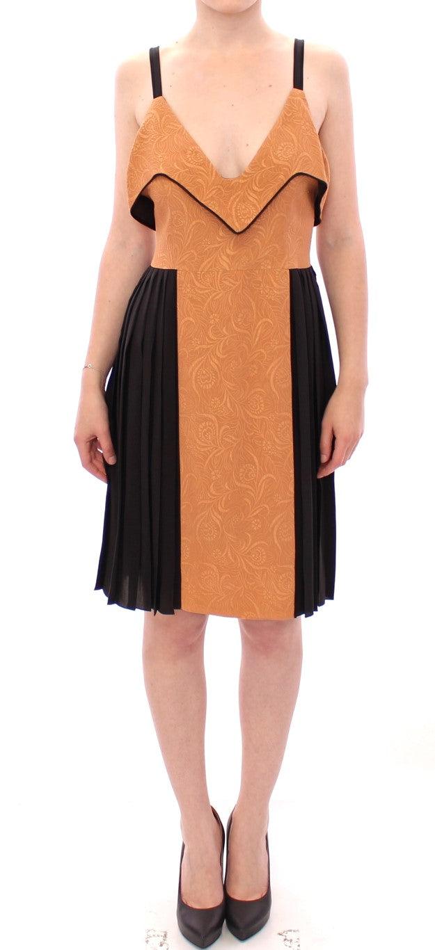 FILOS Silk Bronze & Black Sleeveless Sheath Dress