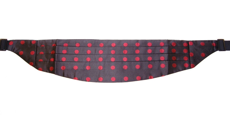 Dolce & Gabbana Exquisite Black Silk Cummerbund with Red Polka Dots