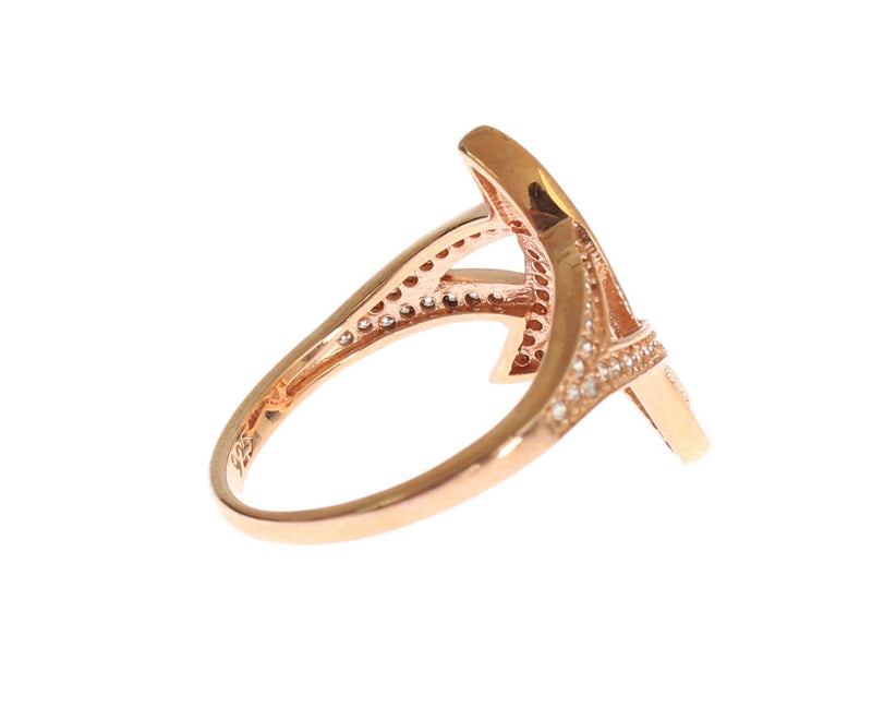 Nialaya Pink Gold Plated Silver CZ Crystal Ring