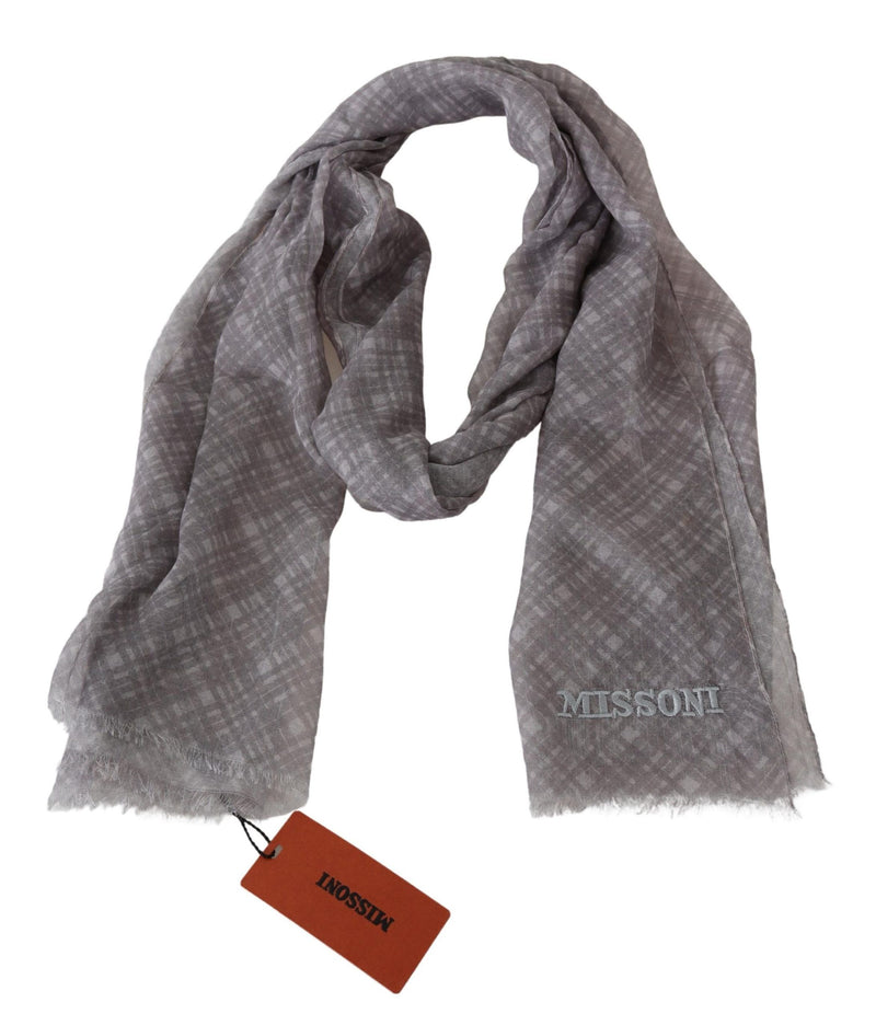 Missoni Elegant Wool Silk Blend Plaid Scarf