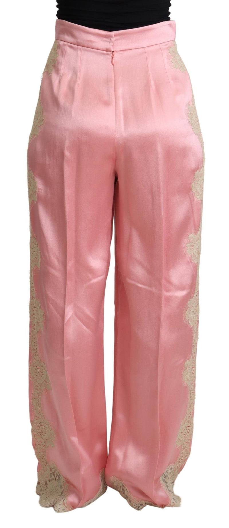 Dolce & Gabbana Silk Blend Satin Wide-Leg Pants in Pink