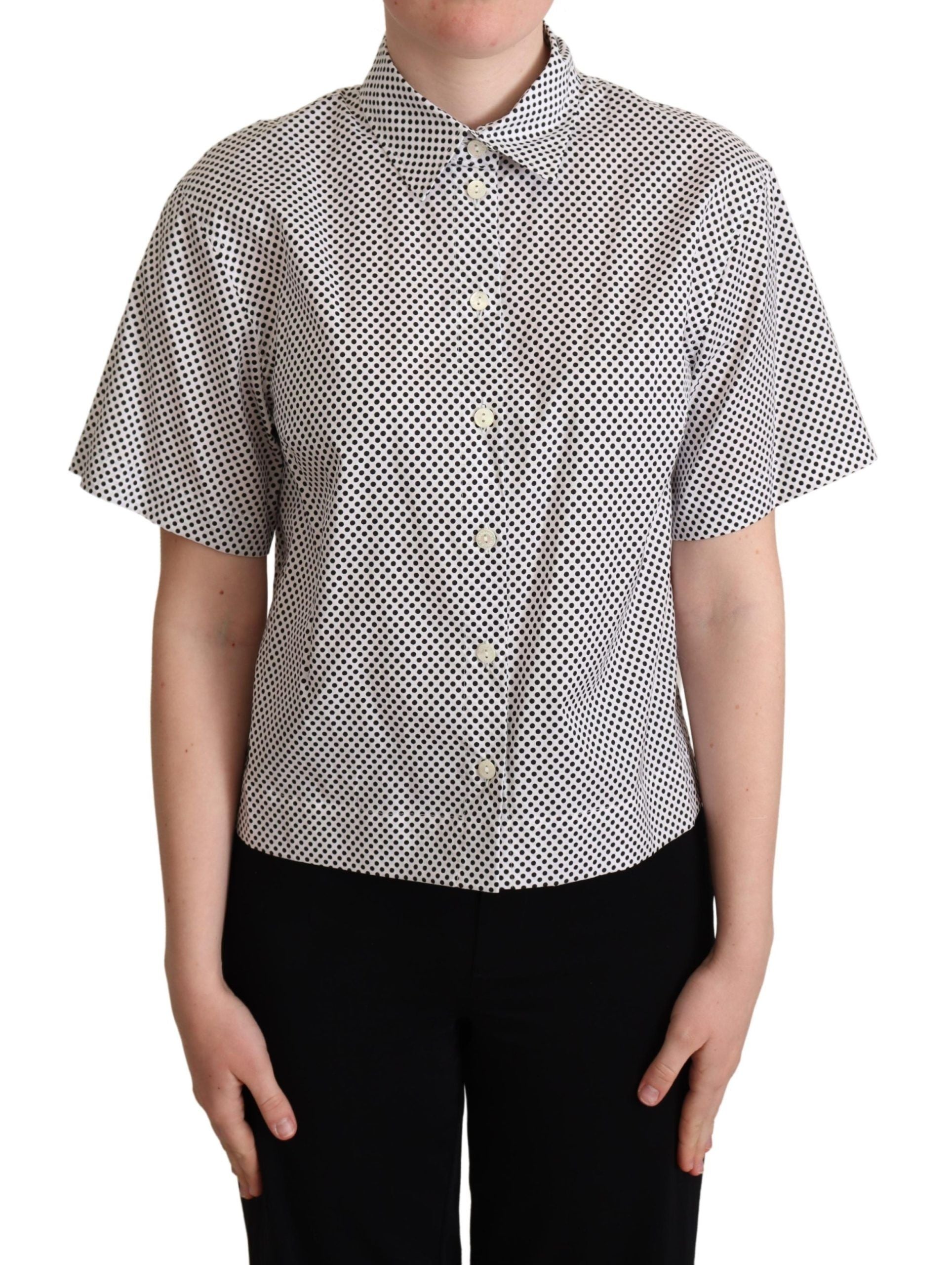 Elegant Polka Dot Cotton Polo Top