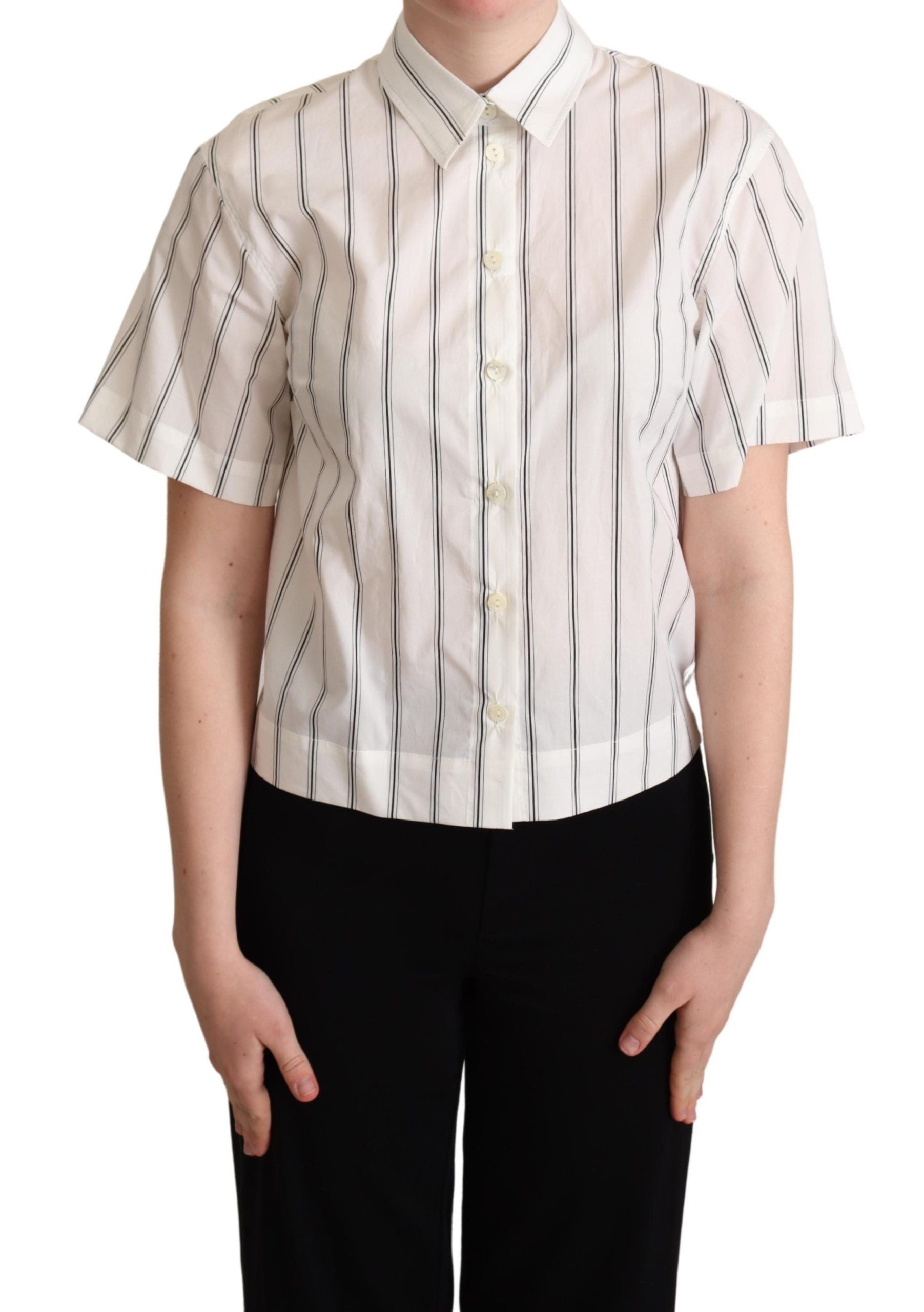 Elegant Striped Cotton Polo Top