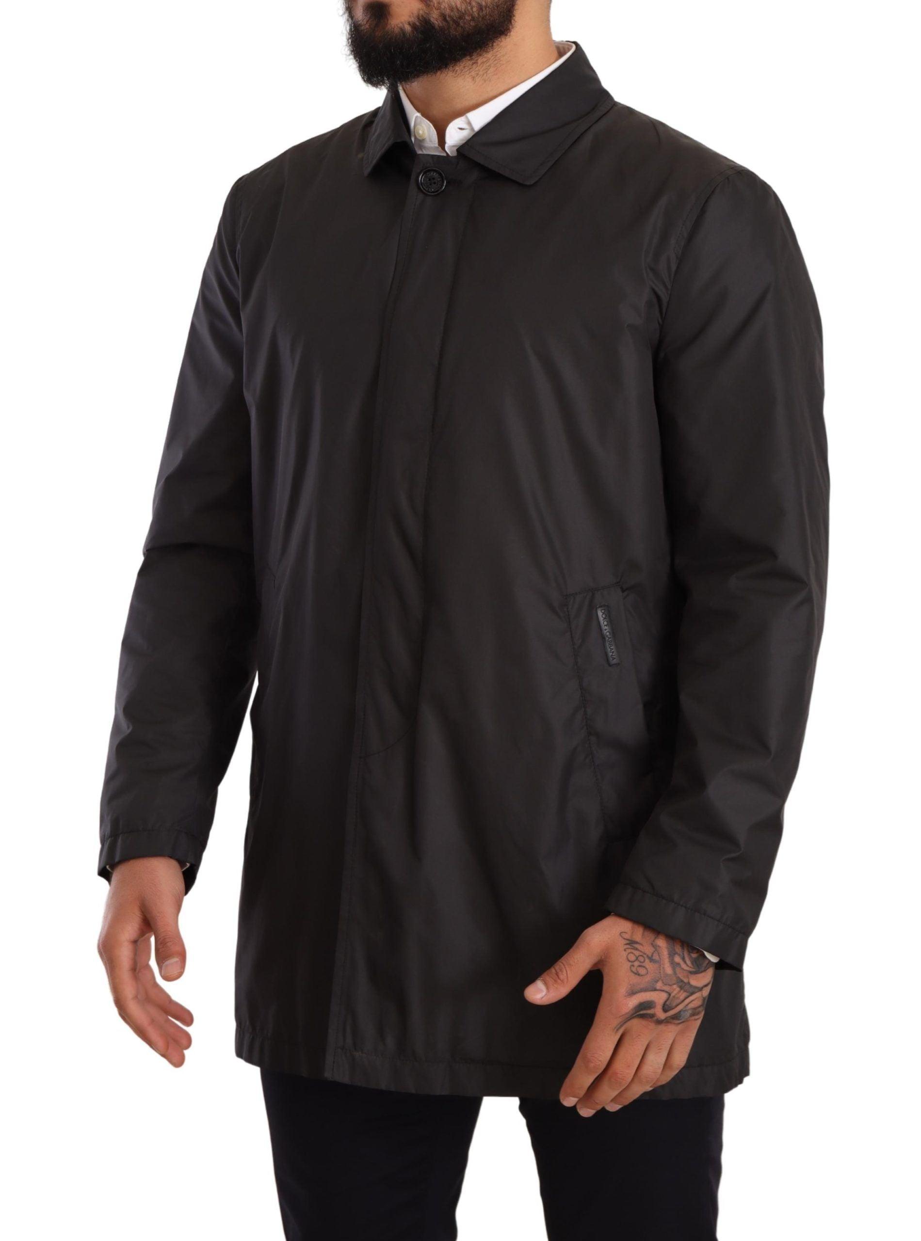 Dolce & Gabbana Elegant Black Trench Coat for Sophisticated Men