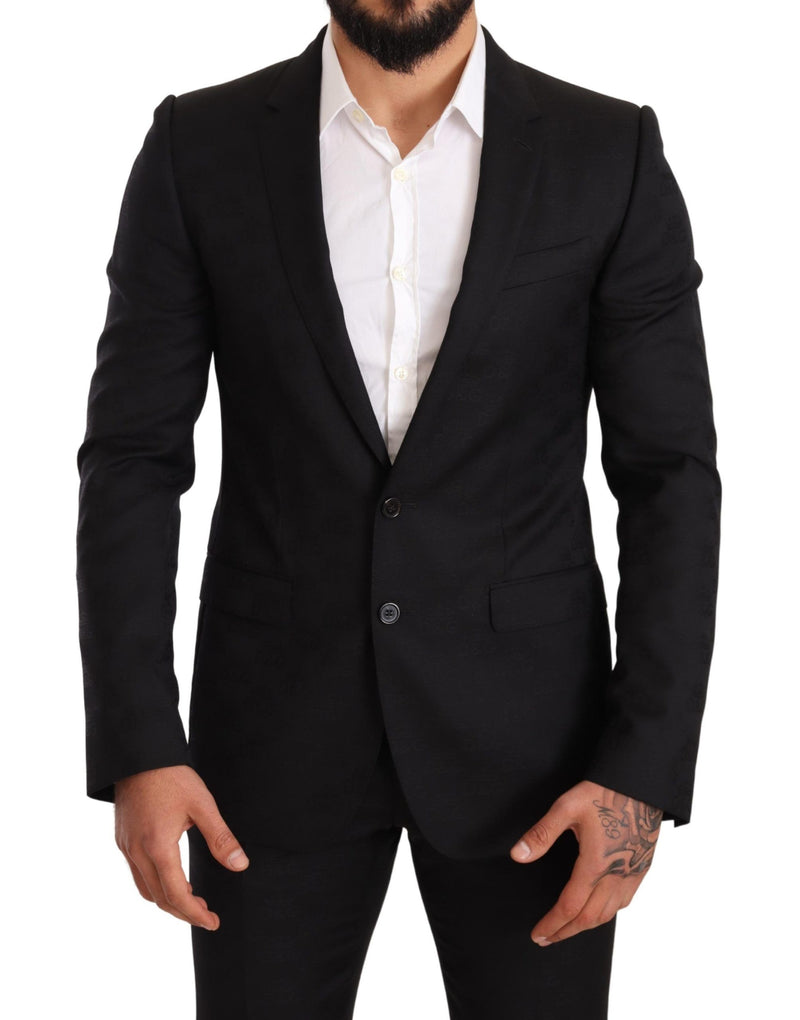 Dolce & Gabbana Elegant Martini Black Wool Suit