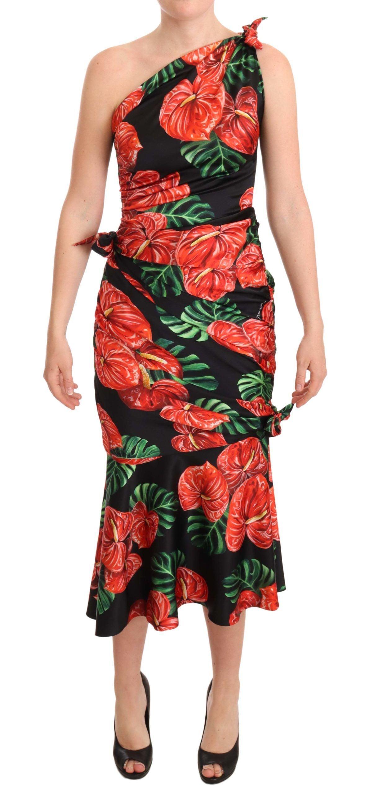 Dolce & Gabbana Elegant Floral Silk Draped Dress