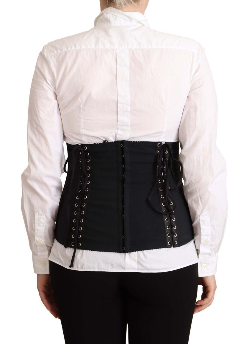 Dolce & Gabbana Chic Black Corset Belt Top