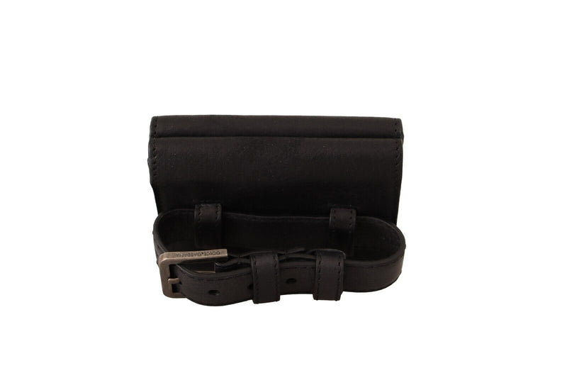 Dolce & Gabbana Elegant Black Leather Trifold Multi Kit