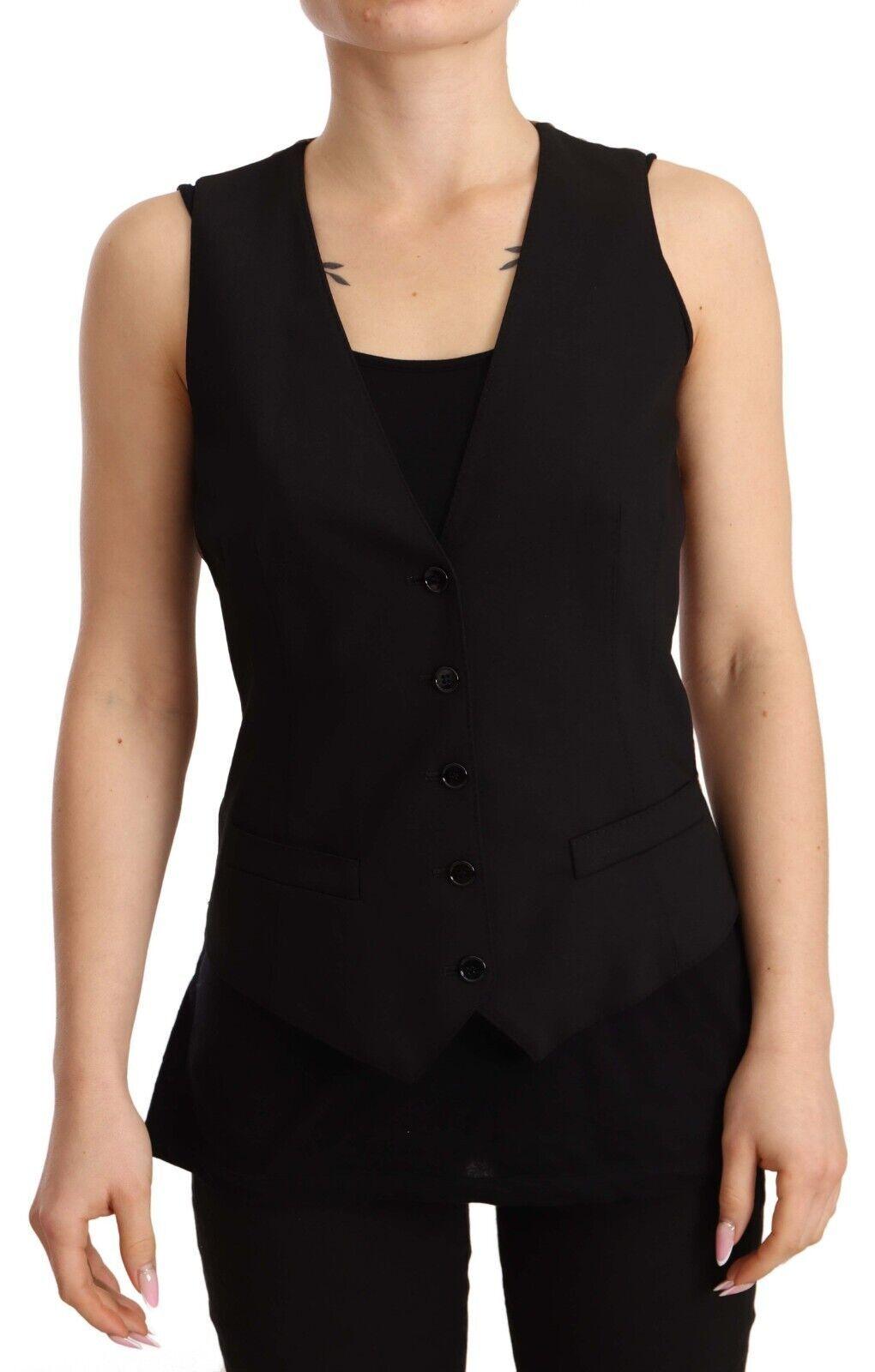 Dolce & Gabbana Elegant Black Wool Blend Waistcoat