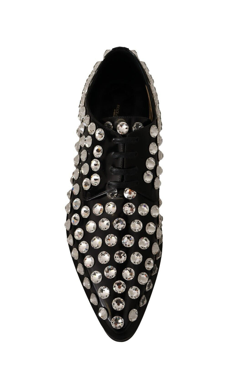 Dolce & Gabbana Crystal-Embellished Leather Formal Flats