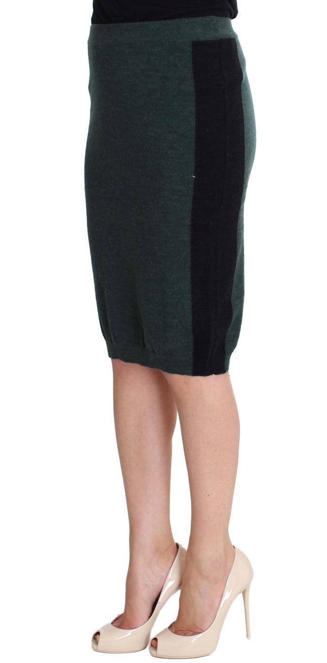 MILA SCHÖN Emerald Elegance Wool-Blend Pencil Skirt