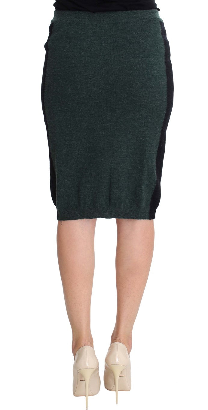 MILA SCHÖN Emerald Elegance Wool-Blend Pencil Skirt