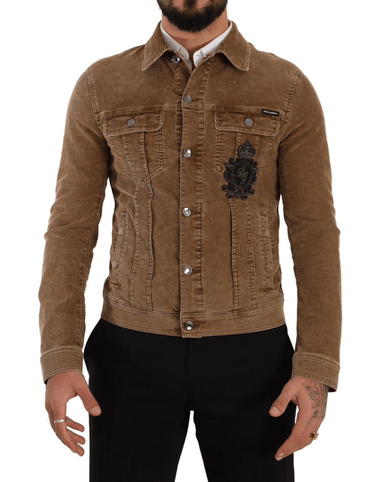 Dolce & Gabbana Elegant Corduroy Logo Jacket