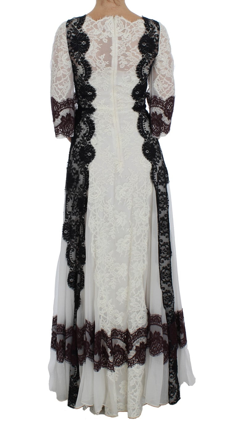 Dolce & Gabbana Floral Lace Silk Blend Maxi Dress