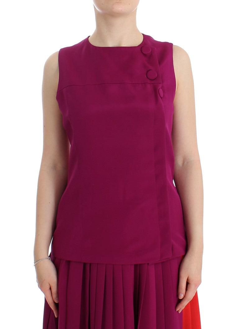 Barbara Casasola Stunning Silk Sleeveless Purple Blouse