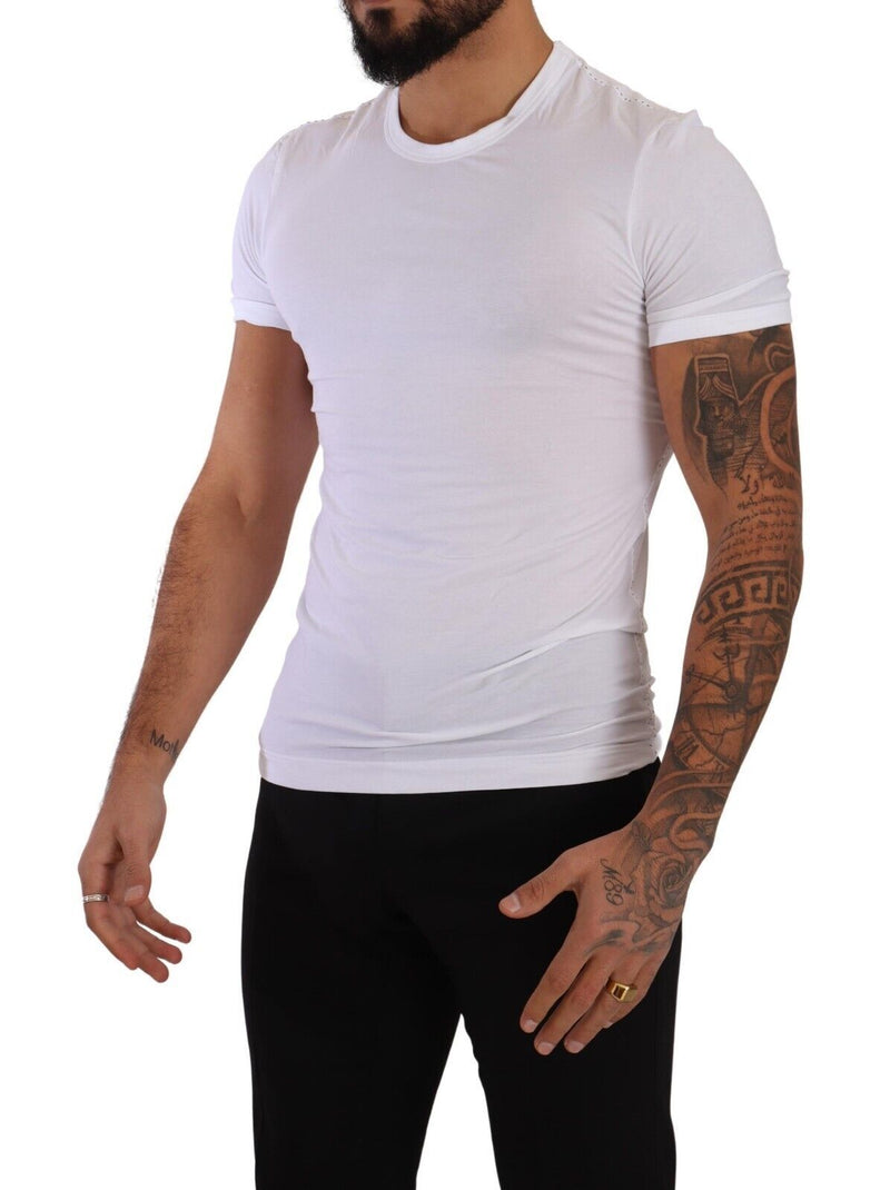 Dolce & Gabbana Elegant White Cotton Blend Round Neck Tee