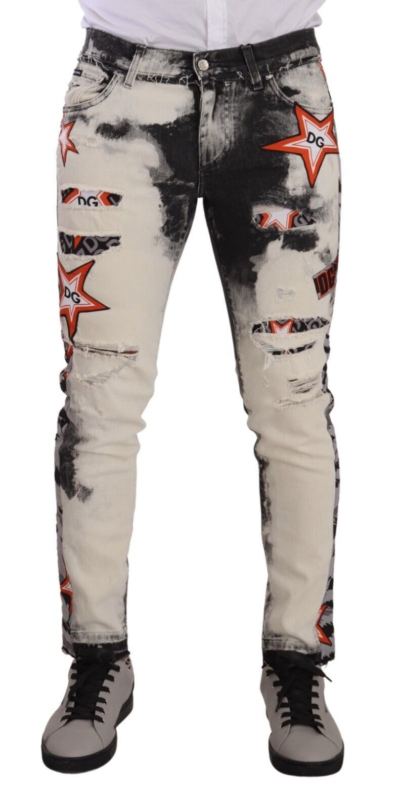 Dolce & Gabbana Chic Slim Fit Star Motif Denim Jeans