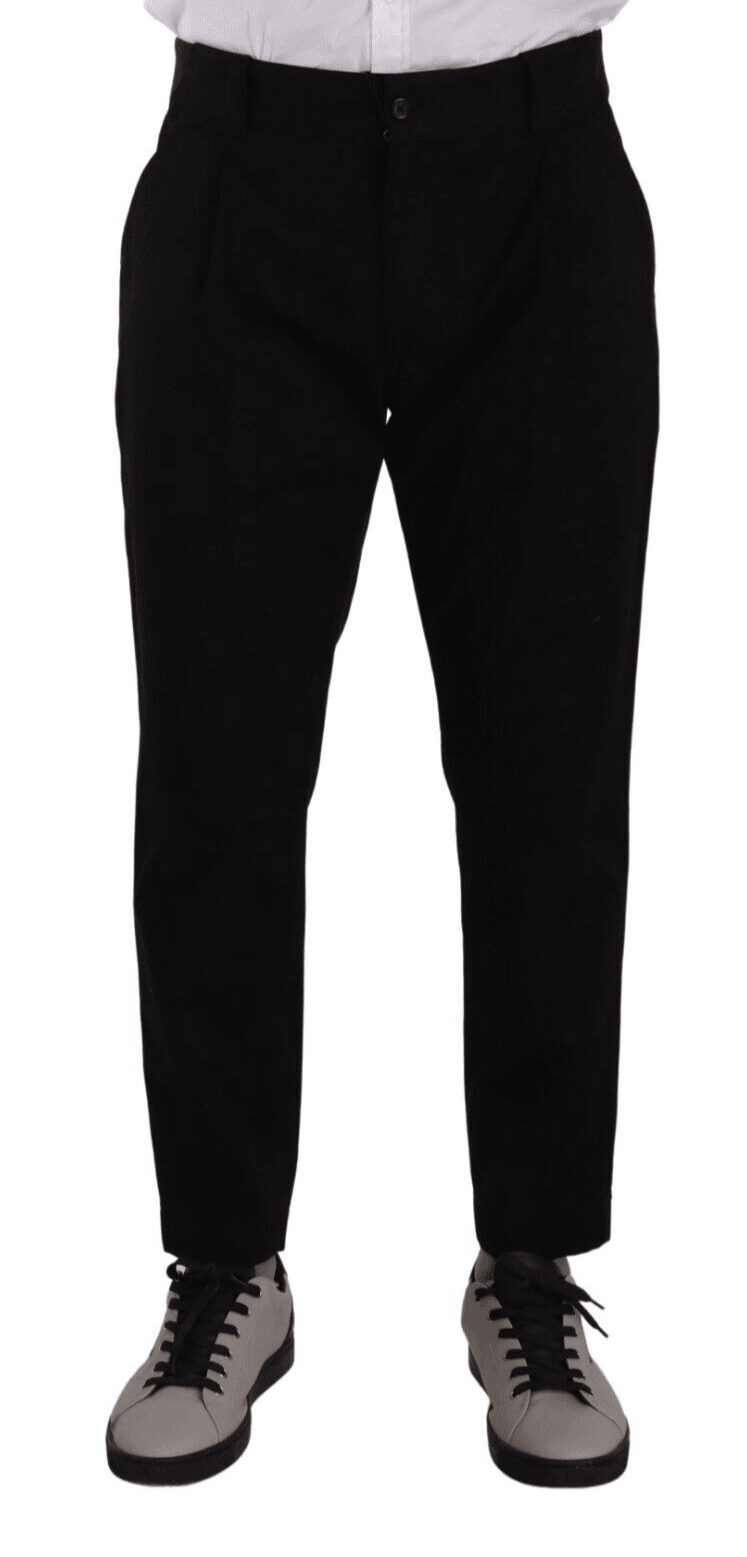 Dolce & Gabbana Elegant Tapered Black Cotton Chinos