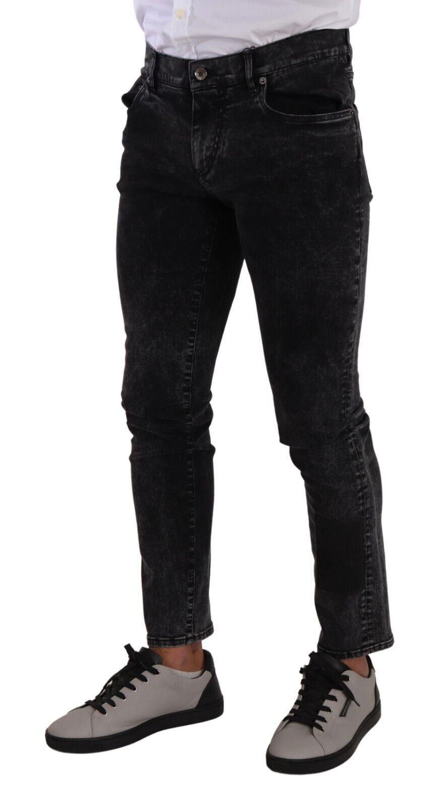 Dolce & Gabbana Sleek Slim-Fit Designer Jeans in Black Gray