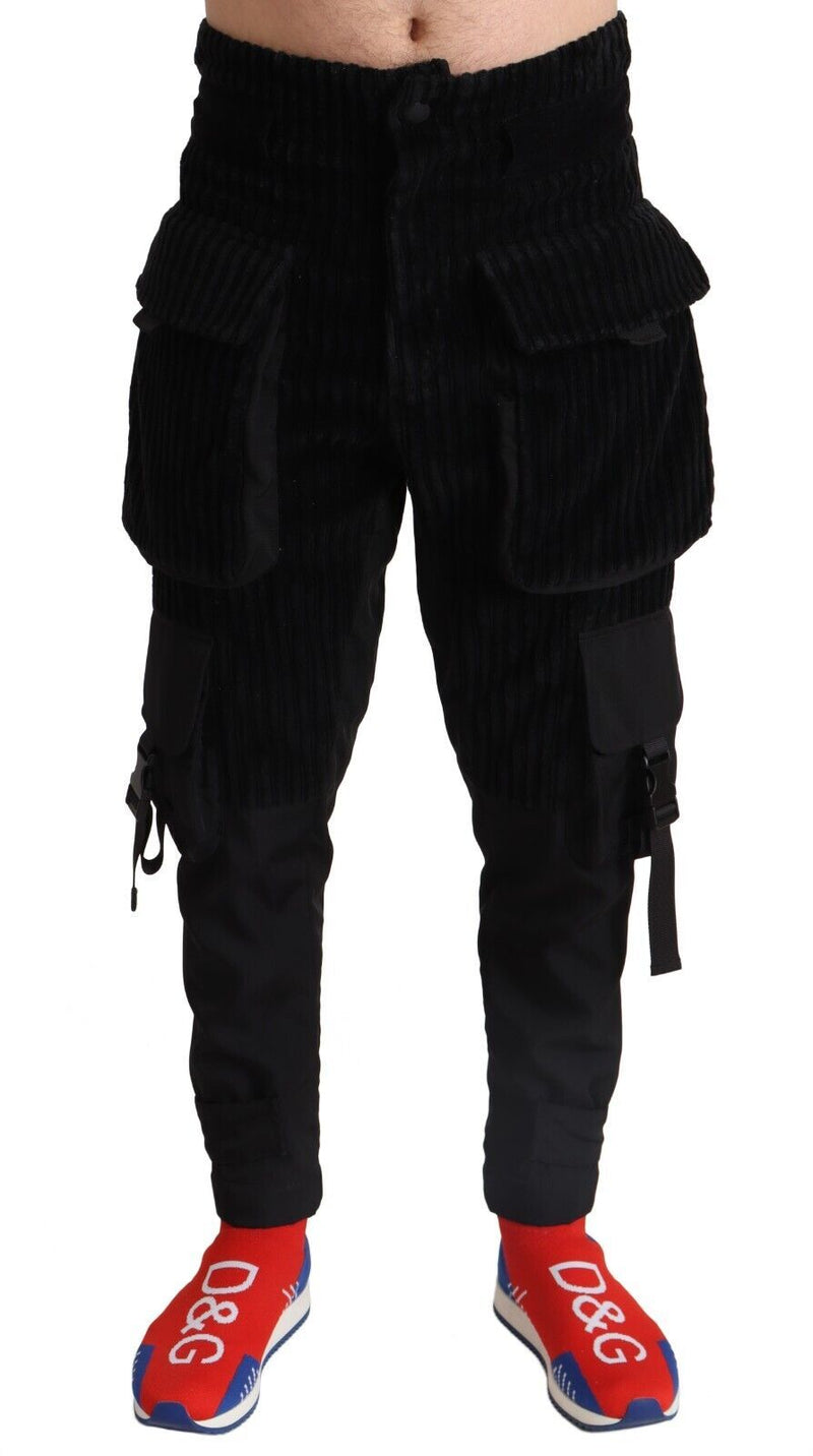 Dolce & Gabbana Elegant Black Cargo Corduroy Pants