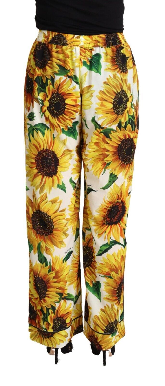 Dolce & Gabbana Elegant Sunflower Wide Leg Pants