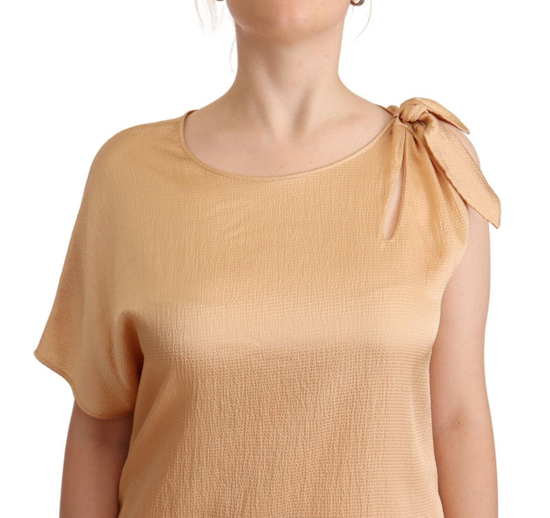 Moschino Elegant One-Sleeve Beige Shift Dress