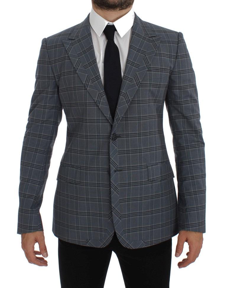 Dolce & Gabbana Elegant Blue Checkered Slim Fit Blazer