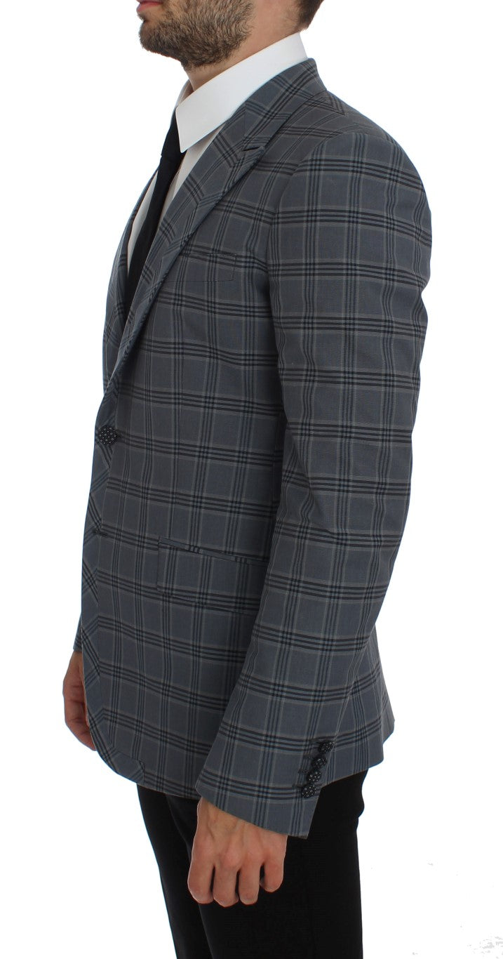 Dolce & Gabbana Elegant Blue Checkered Slim Fit Blazer