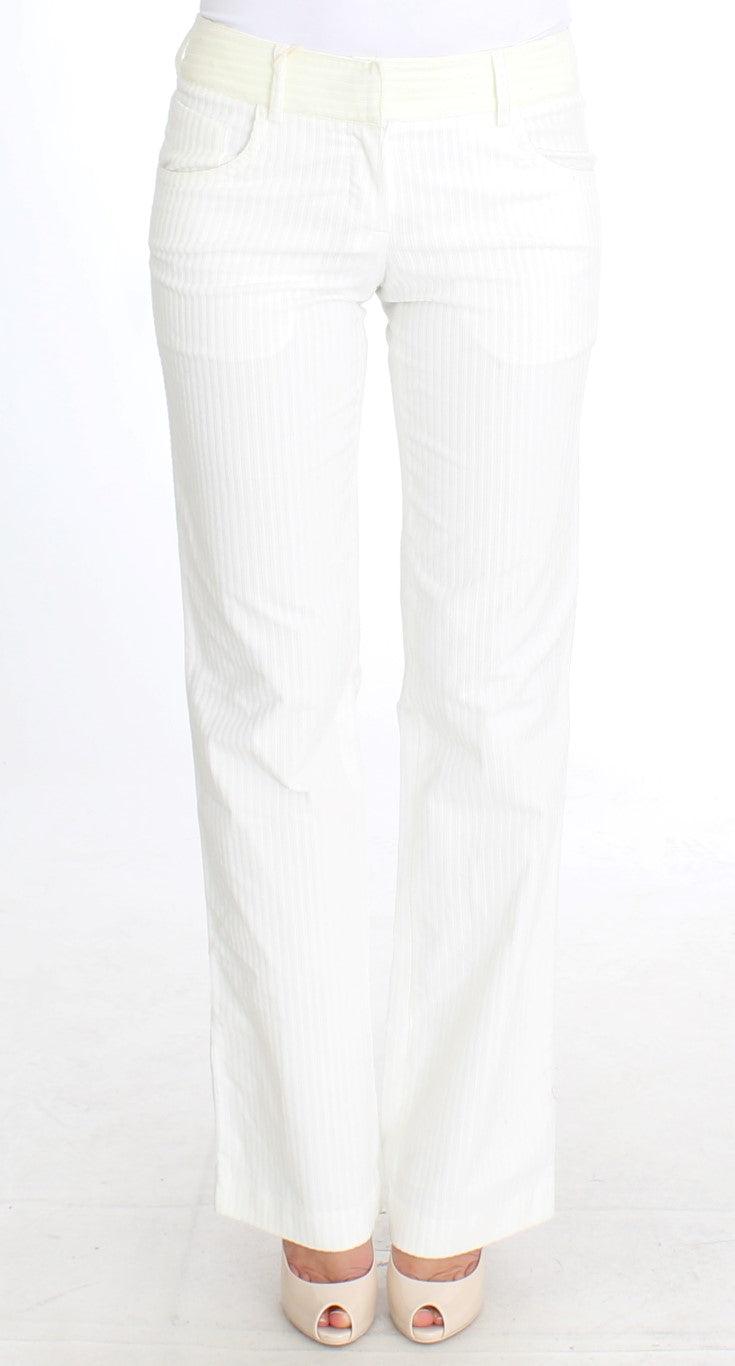 Ermanno Scervino Chic White Striped Straight Fit Pants