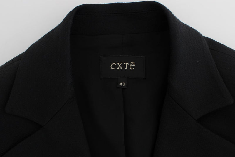 Exte Chic Black Stretch Blazer with Gold Button Detail