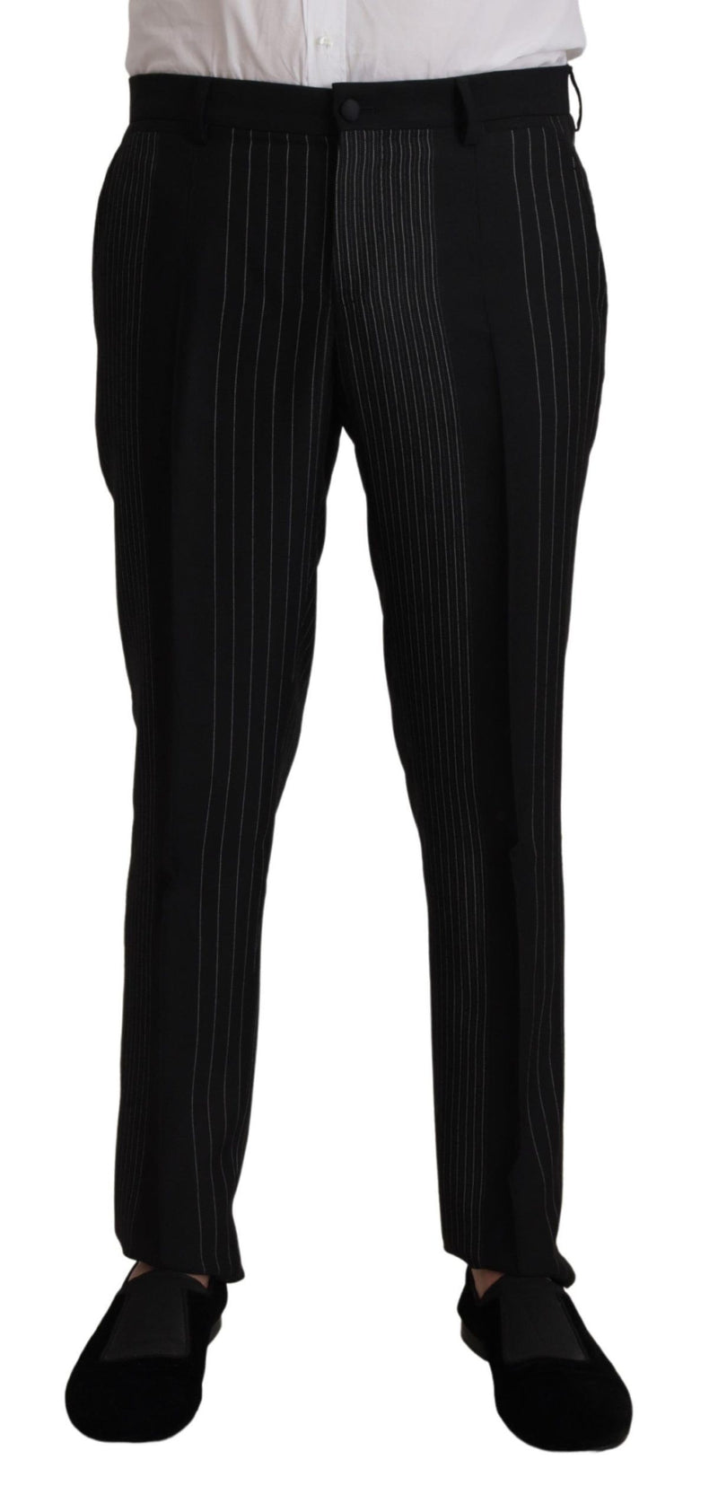 Dolce & Gabbana Elegant Black Striped Slim Fit Two-Piece Suit