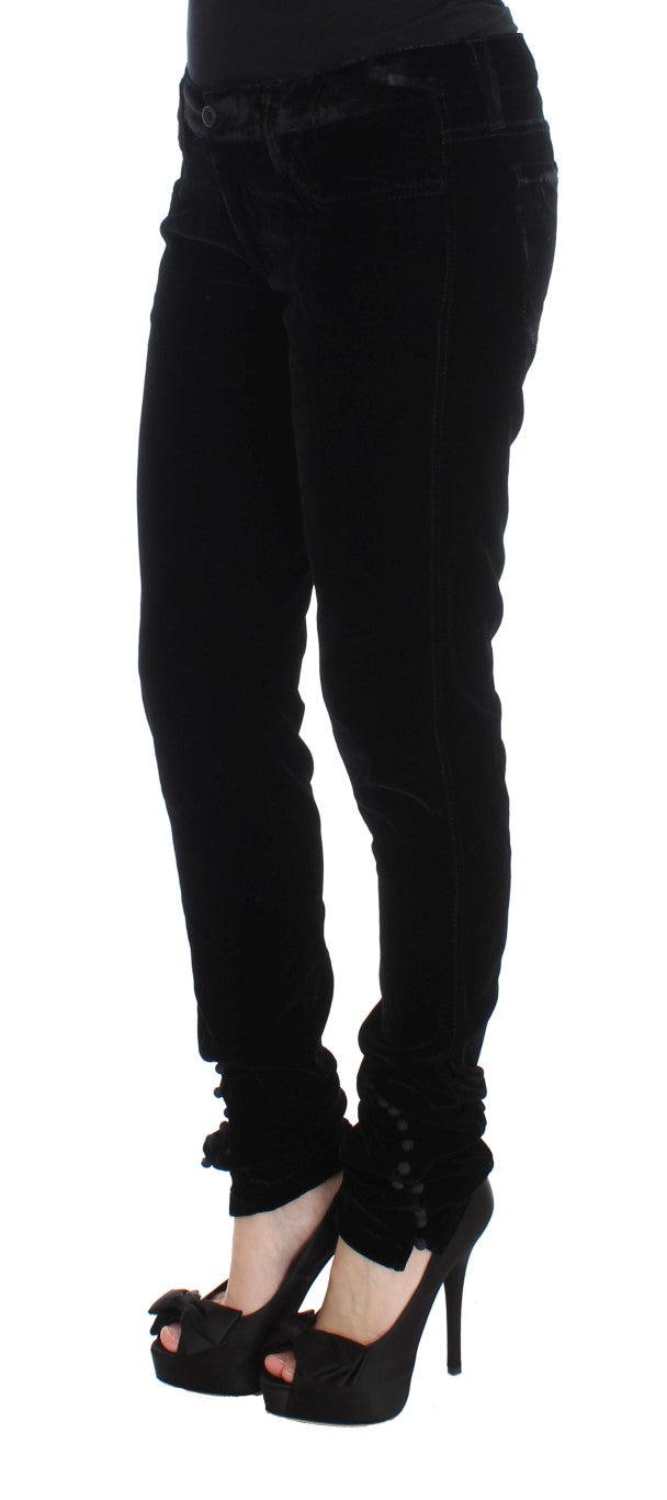 Elegant Black Slim Fit Trousers - Divitiae Glamour