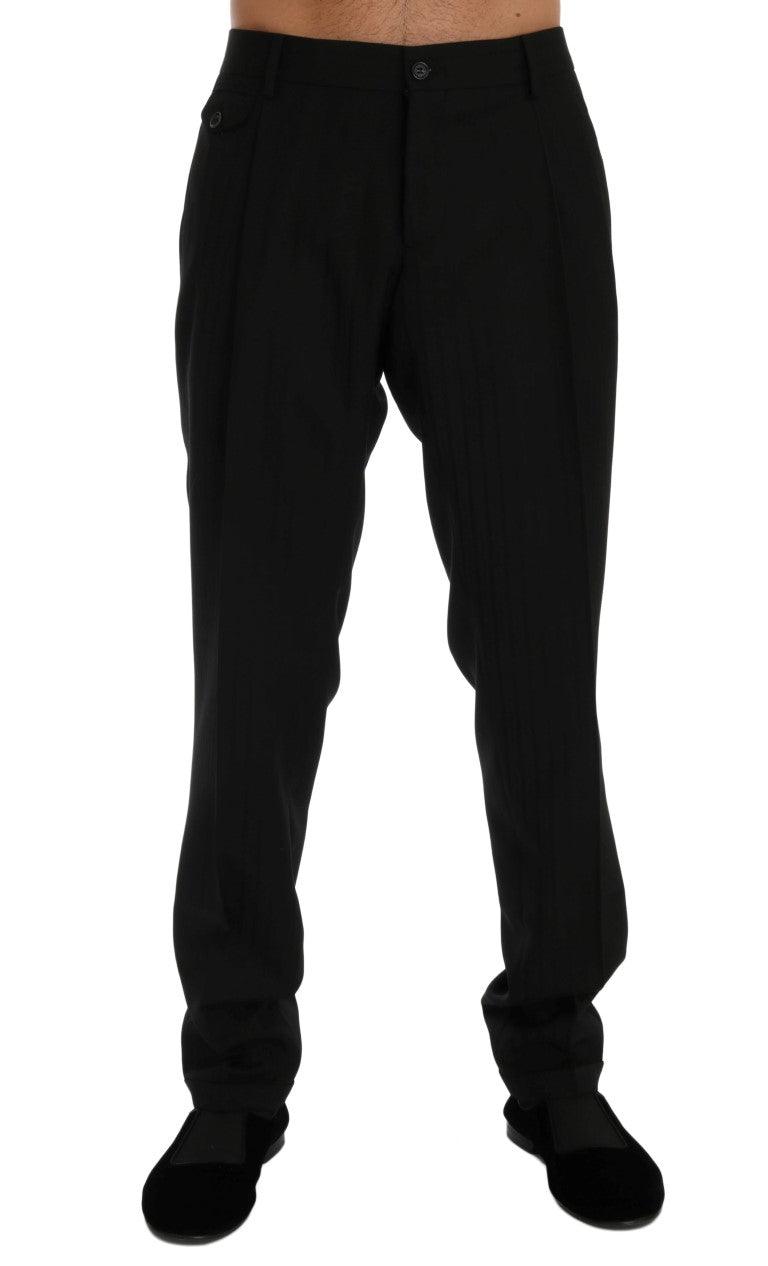 Dolce & Gabbana Elegant Black Striped Straight Fit Dress Pants