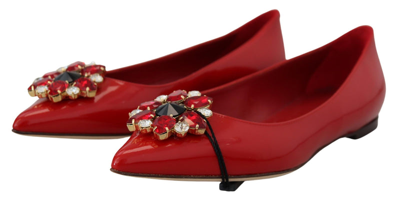 Dolce & Gabbana Red Suede Crystal Loafers - Exquisite Elegance