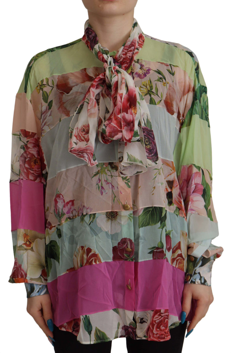 Dolce & Gabbana Elegant Floral Patchwork Silk Blouse