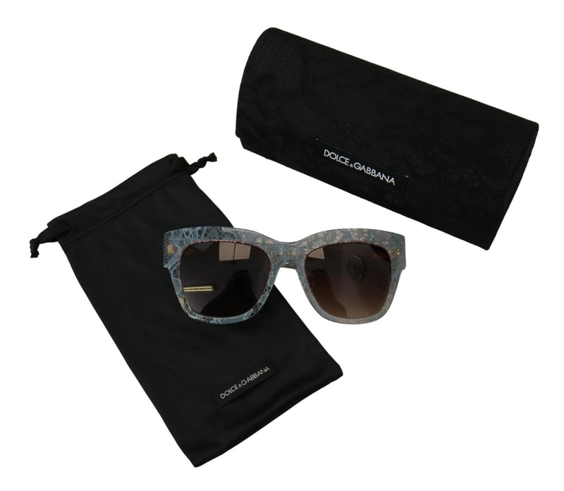 Dolce & Gabbana Elegant Lace Detail Blue Sunglasses