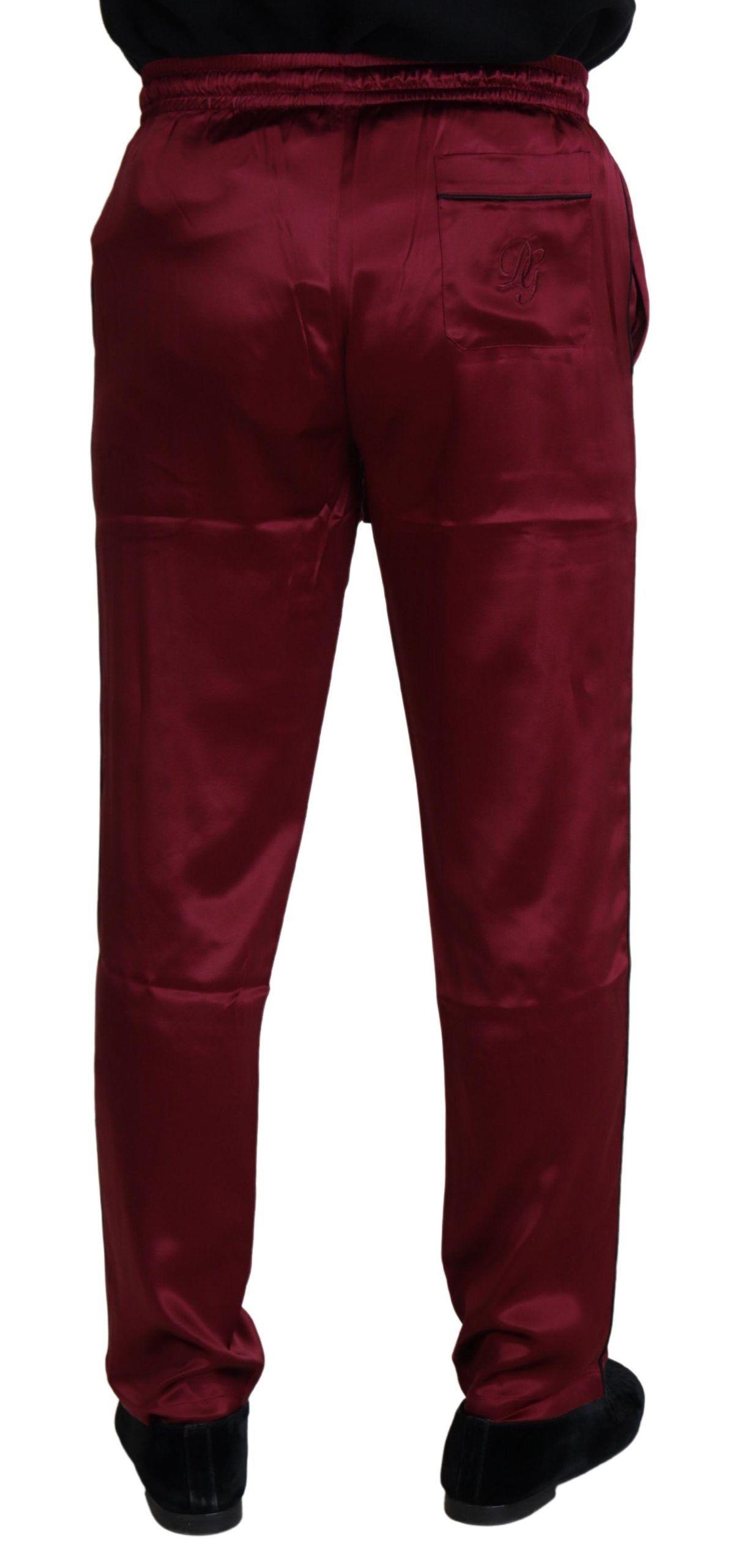 Dolce & Gabbana Silk Lounge Pants in Bordeaux