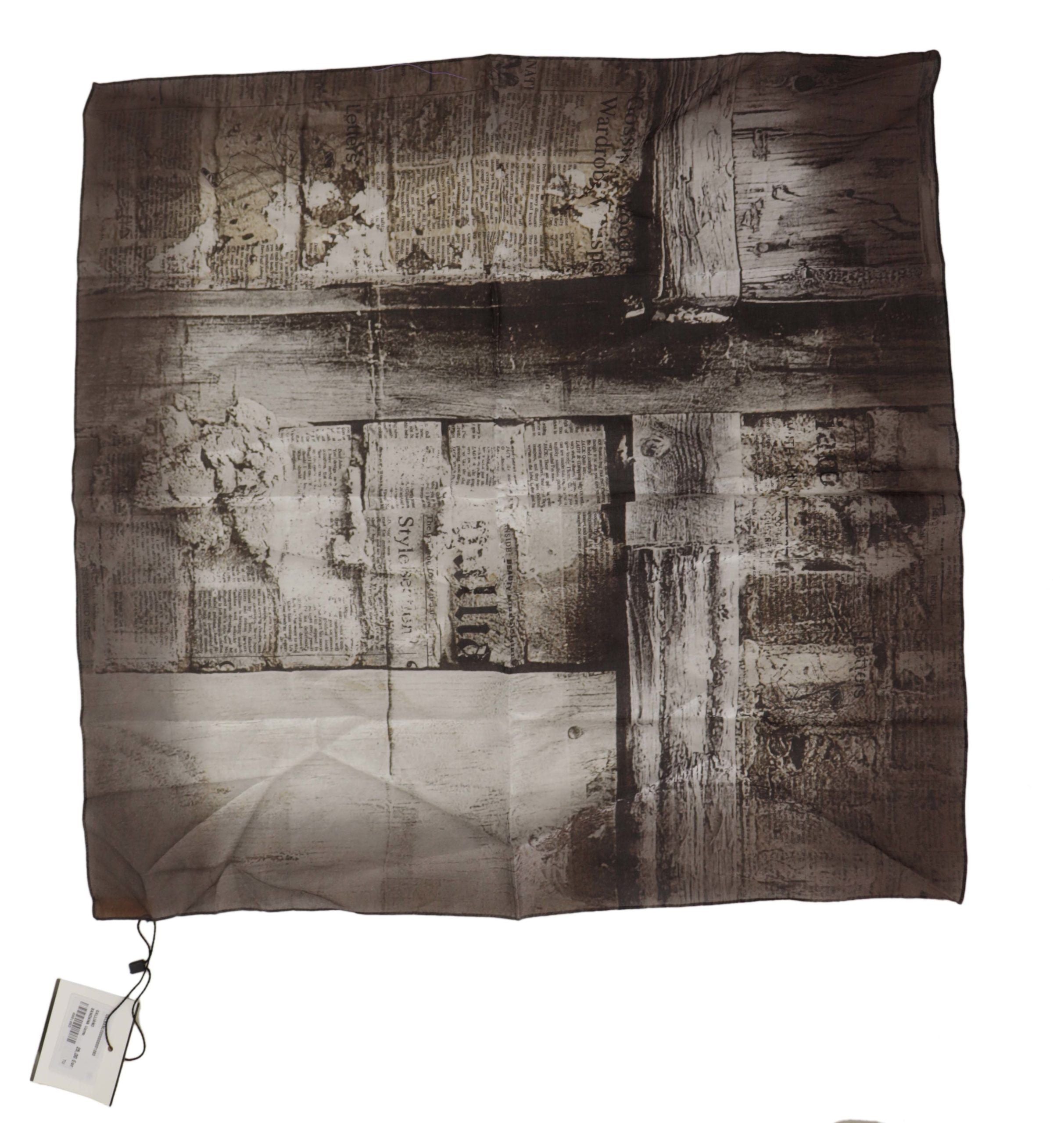 Elegant Newspaper Print Cotton Scarf