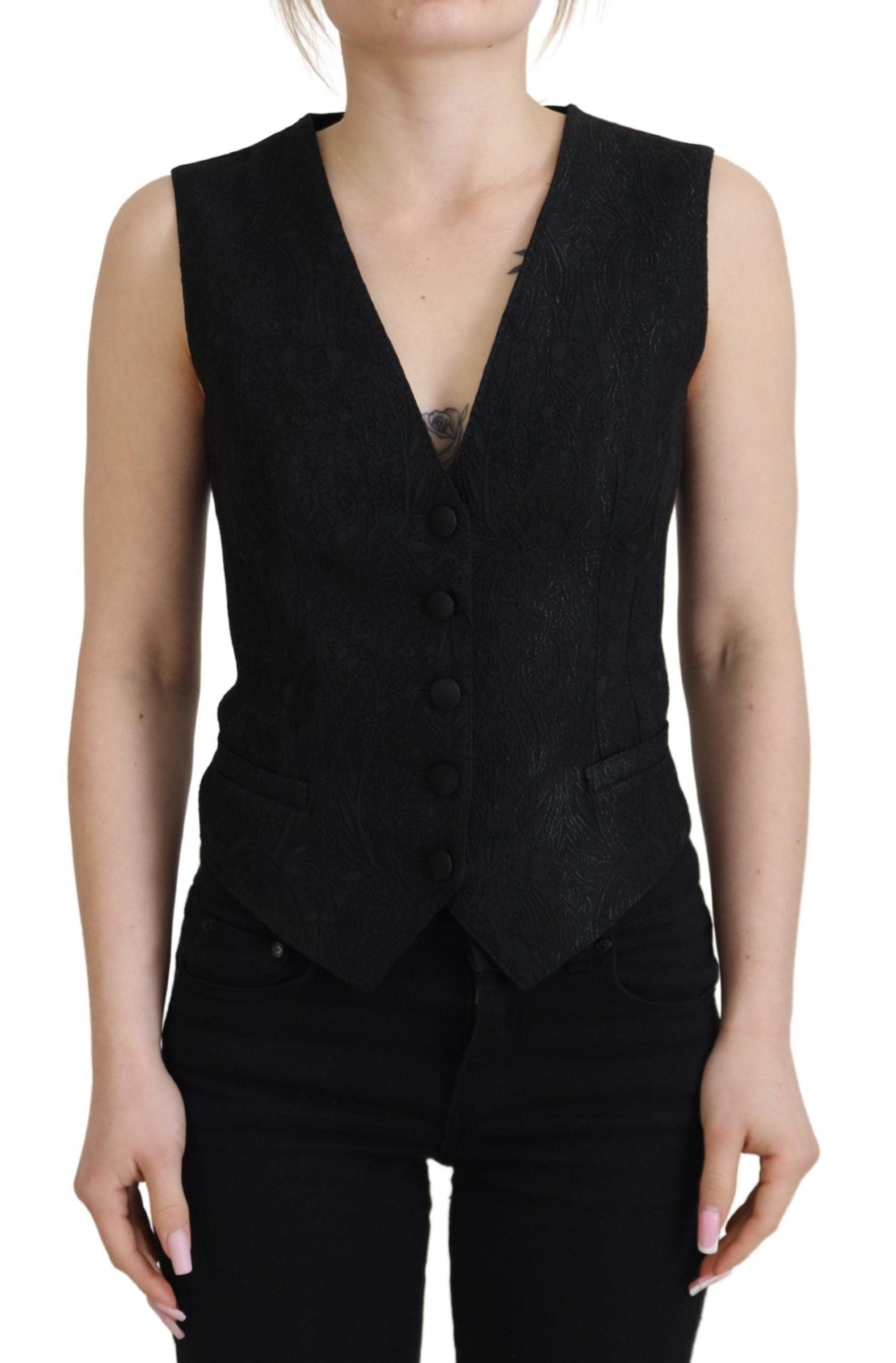 Dolce & Gabbana Elegant Black Silk Blend Waistcoat Vest