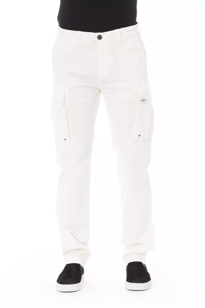 Baldinini Trend White Cotton Men Cargo Trouser