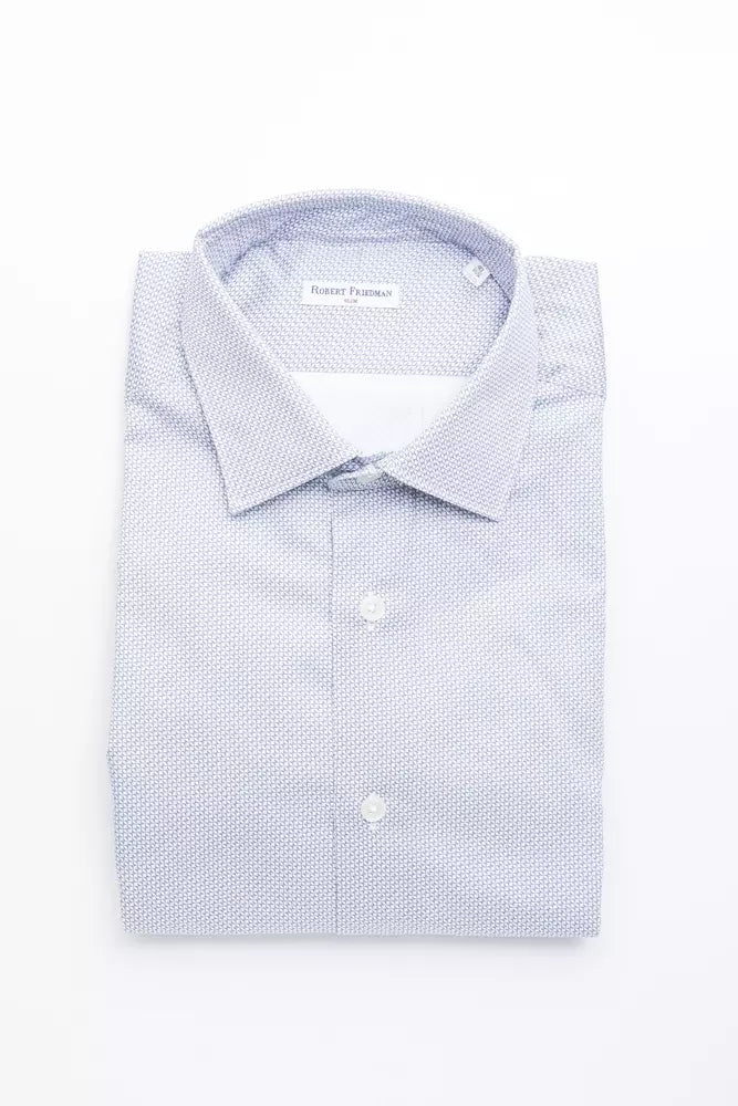 Robert Friedman Light Blue Cotton Men Shirt