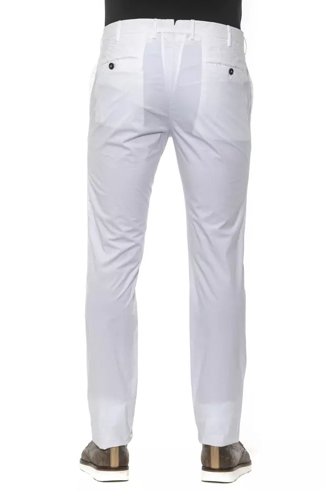 PT Torino White Cotton Men Slim Trouser