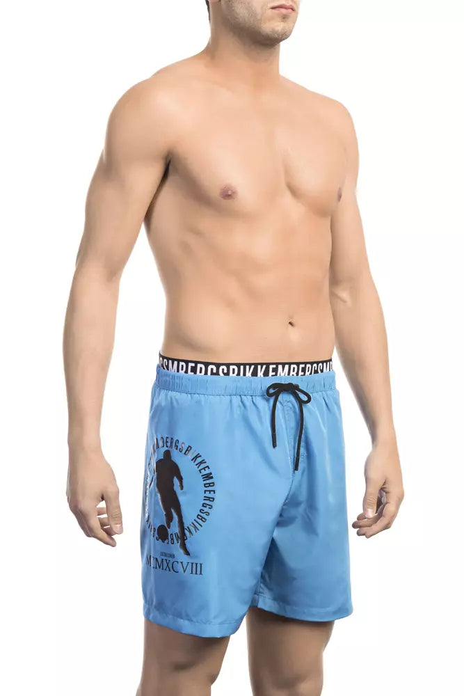 Bikkembergs Light Blue Polyester Men Swim Short