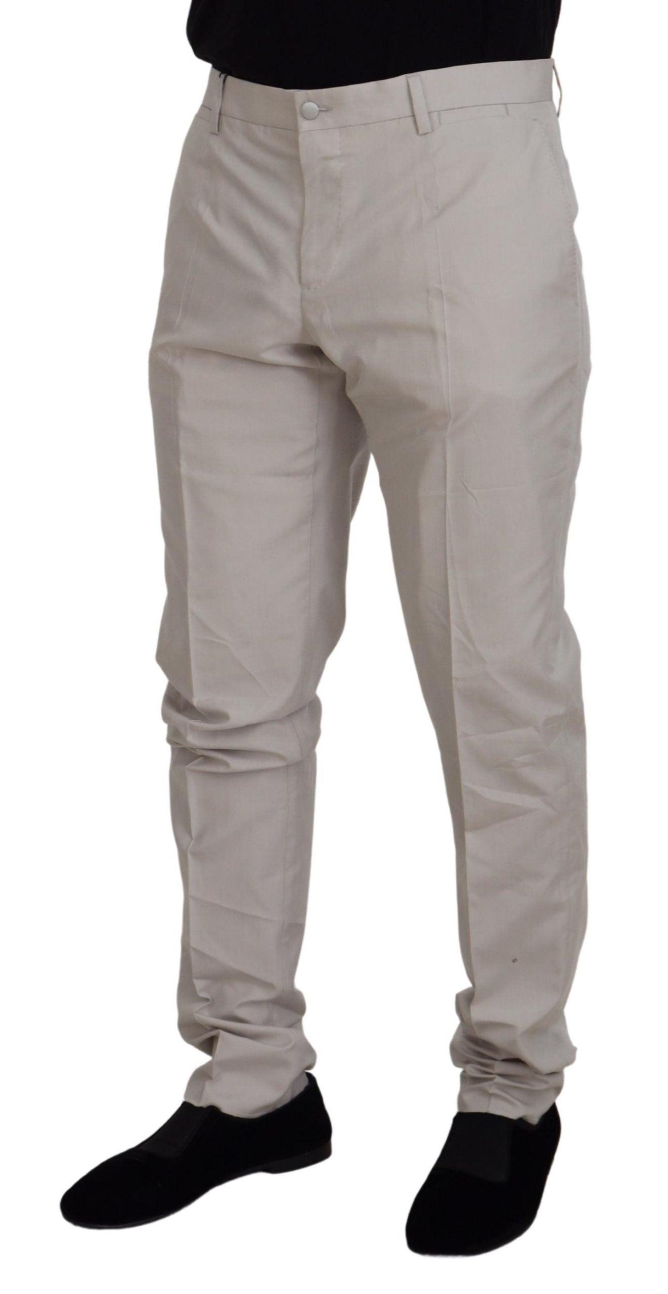 Dolce & Gabbana Elegant Off White Silk Blend Trousers