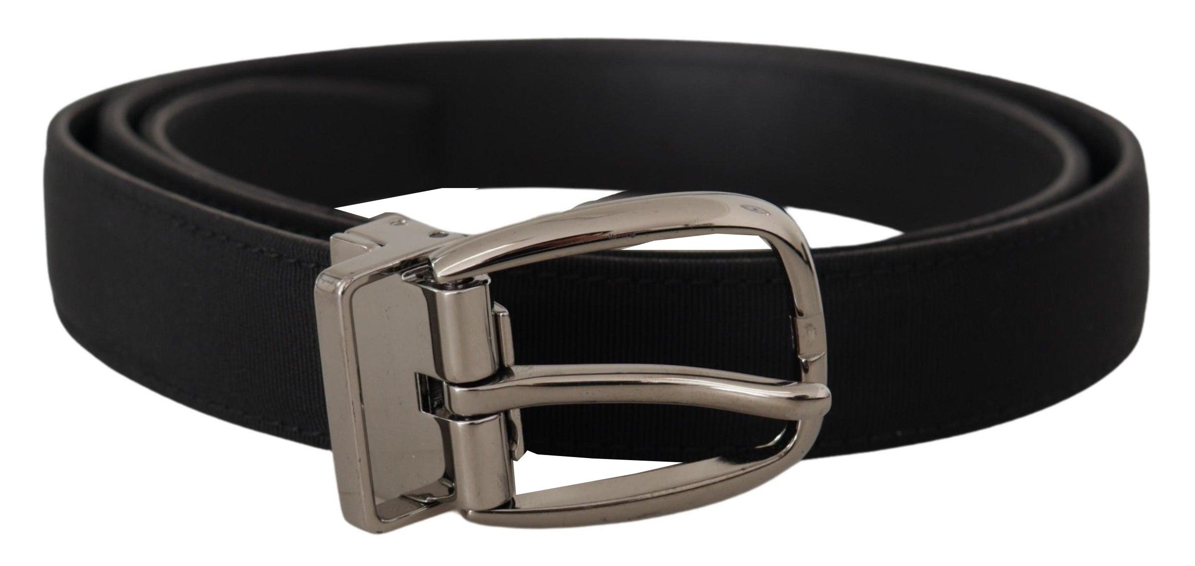 Dolce & Gabbana Elegant Grosgrain Leather Belt with Silver Buckle