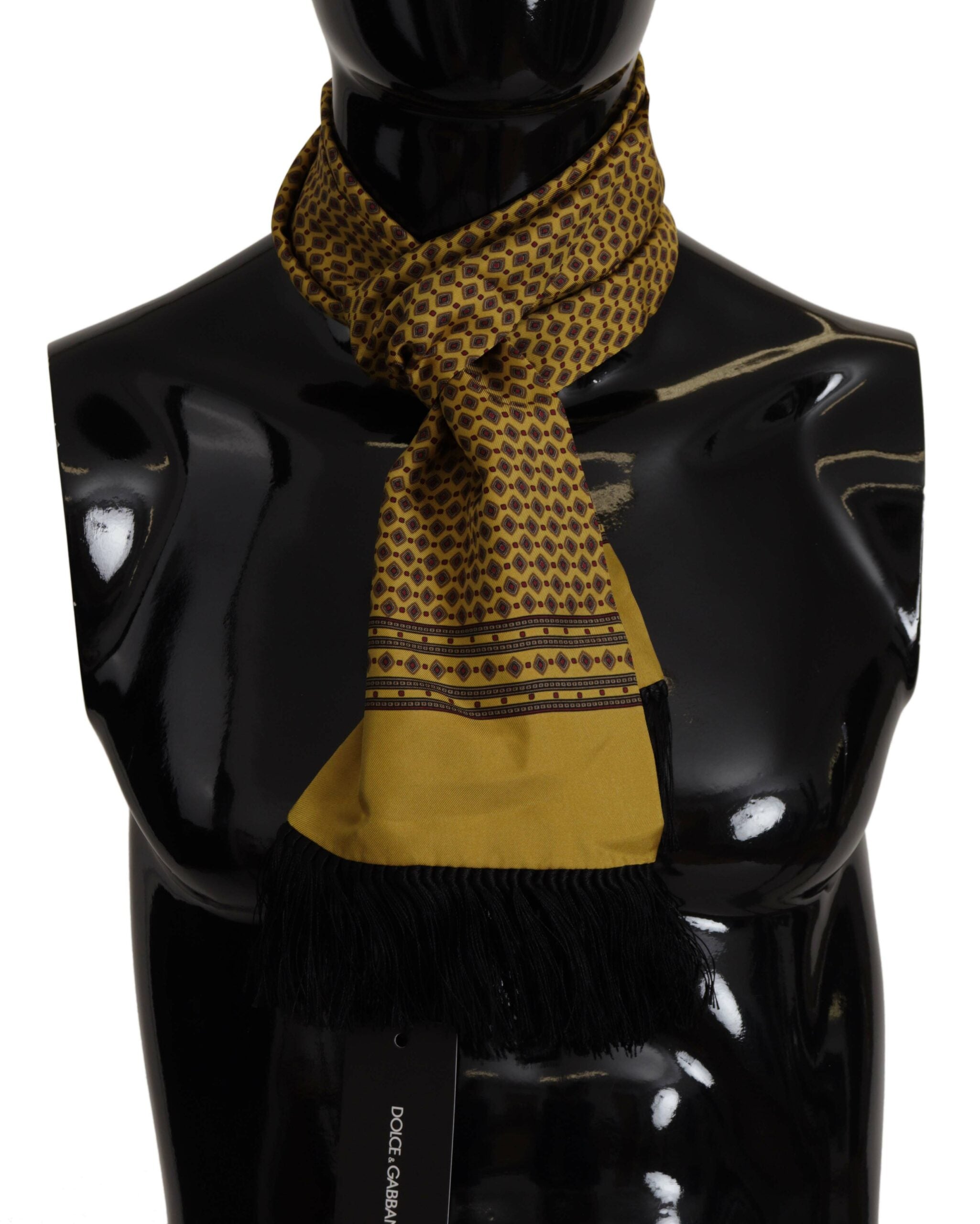 Elegant Yellow Silk Men's Scarf